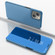 iPhone 14 Plated Mirror Horizontal Flip Leather Phone Case with Holder  - Blue