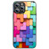 iPhone 14 Pro Max Colorful Toy Bricks Pattern Shockproof Glass Phone Case - Black