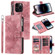 iPhone 14 Pro Max Multi-Card Totem Zipper Leather Phone Case - Pink