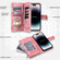 iPhone 14 Pro Max Multi-Card Totem Zipper Leather Phone Case - Pink