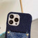 iPhone 14 Pro Max Star Denim Card Pocket Phone Case - Blue