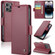 iPhone 14 Pro Max CaseMe 023 Butterfly Buckle Litchi Texture RFID Anti-theft Leather Phone Case - Wine Red