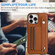 iPhone 14 Pro Max Shockproof Leather Phone Case with Wrist Strap - Brown