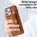 iPhone 14 Pro Max Shockproof Leather Phone Case with Wrist Strap - Brown