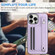iPhone 14 Pro Max Shockproof Leather Phone Case with Wrist Strap - Purple