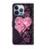 iPhone 14 Pro Max Crystal 3D Shockproof Protective Leather Phone Case - Lace Love