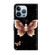 iPhone 14 Pro Max Crystal 3D Shockproof Protective Leather Phone Case - Pink Diamond Butterfly