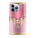 iPhone 14 Pro Max Crystal 3D Shockproof Protective Leather Phone Case - Pink Bottom Butterfly