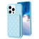 iPhone 14 Pro Max BF25 Square Plaid Card Bag Holder Phone Case - Blue