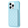 iPhone 14 Pro Max BF25 Square Plaid Card Bag Holder Phone Case - Blue