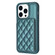 iPhone 14 Pro Max BF25 Square Plaid Card Bag Holder Phone Case - Green
