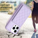 iPhone 14 Pro Max BF25 Square Plaid Card Bag Holder Phone Case - Purple