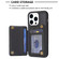 iPhone 14 Pro Max BF25 Square Plaid Card Bag Holder Phone Case - Black