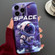 iPhone 14 Pro Max Painted Pattern Precise Hole PC Phone Case - Purple Astronaut