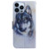 iPhone 14 Pro Max Coloured Drawing Flip Leather Phone Case - White Wolf