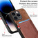 iPhone 14 Pro Max Denim Texture Leather Skin Phone Case with Card Slot - Brown