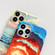 iPhone 14 Pro Max 2 in 1 Detachable Oil Painting Sea Pattern Phone Case - Blue
