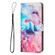 iPhone 14 Pro Max Painted Marble Pattern Leather Phone Case  - Pink Purple