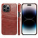 iPhone 14 Pro Max Fierre Shann Retro Oil Wax Texture PU Leather Case with Card Slots  - Brown