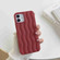 iPhone 14 Pro Max Skin Feel 3D Water Wave Texture Phone Case - Wine Red