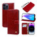 iPhone 14 Pro Max Oil Wax Texture Leather Phone Case - Red