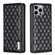 iPhone 14 Pro Max Diamond Lattice Magnetic Leather Flip Phone Case - Black