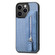 iPhone 14 Pro Max Carbon Fiber Horizontal Flip Zipper Wallet Phone Case - Blue