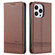 iPhone 14 Pro Max AZNS Magnetic Calf Texture Flip Leather Phone Case  - Dark Brown