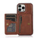 iPhone 14 Pro Max Calf Texture Magnetic Card Bag Case  - Coffee