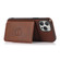 iPhone 14 Pro Max Calf Texture Magnetic Card Bag Case  - Coffee
