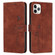 iPhone 14 Pro Max Skin Feel Heart Pattern Leather Phone Case  - Brown