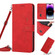 iPhone 14 Pro Max Skin Feel Heart Pattern Leather Phone Case With Lanyard  - Red