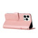 iPhone 14 Pro Max Stitching Calf Texture Buckle Leather Phone Case  - Pink