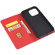 iPhone 14 Pro Max Magnetism Skin Feel Card Holder Leather Phone Case  - Red