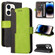 iPhone 14 Pro Max Stitching-color Leather Phone Case  - Green