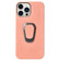 iPhone 14 Pro Max Ring Holder Honeycomb PU Phone Case  - Pink