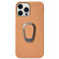 iPhone 14 Pro Max Ring Holder Honeycomb PU Phone Case  - Orange