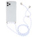 iPhone 14 Pro Max Four-Corner Shockproof Transparent TPU Case with Lanyard  - White Grey