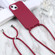 iPhone 14 Pro Max Candy Colors TPU Protective Phone Case with Lanyard  - Red