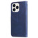 iPhone 14 Pro Max Fashion Calf Texture Zipper Horizontal Flip Leather Phone Case  - Blue