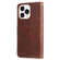 iPhone 14 Pro Max Fashion Calf Texture Zipper Horizontal Flip Leather Phone Case  - Brown