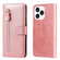 iPhone 14 Pro Max Fashion Calf Texture Zipper Horizontal Flip Leather Phone Case  - Rose Gold