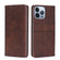iPhone 14 Pro Max Cow Texture Magnetic Leather Phone Case  - Dark Brown