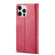 iPhone 14 Pro Max LC.IMEEKE Calf Texture Horizontal Flip Leather Case  - Red