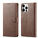 iPhone 14 Pro Max LC.IMEEKE Calf Texture Horizontal Flip Leather Case  - Brown