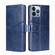 iPhone 14 Pro Max Geometric Stitching Leather Phone Case  - Blue