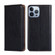 iPhone 14 Pro Max Gloss Oil Solid Color Magnetic Leather Phone Case  - Black