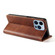 iPhone 14 Pro Max Calf Texture Magnetic Flip Leather Phone Case  - Brown