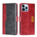 iPhone 14 Pro Max Contrast Color Side Buckle Leather Phone Case  - Red + Black
