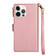 iPhone 14 Pro Max Zipper Multi-card Slots Horizontal Flip Leather Case - Rose Gold